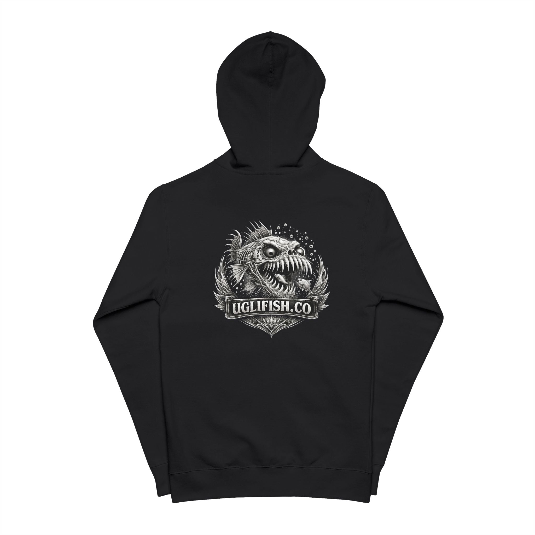 Official uglifish.co Logo Zip-Up Hoodie — Uglifish Co. Fishing Graphic Zip Hoodie