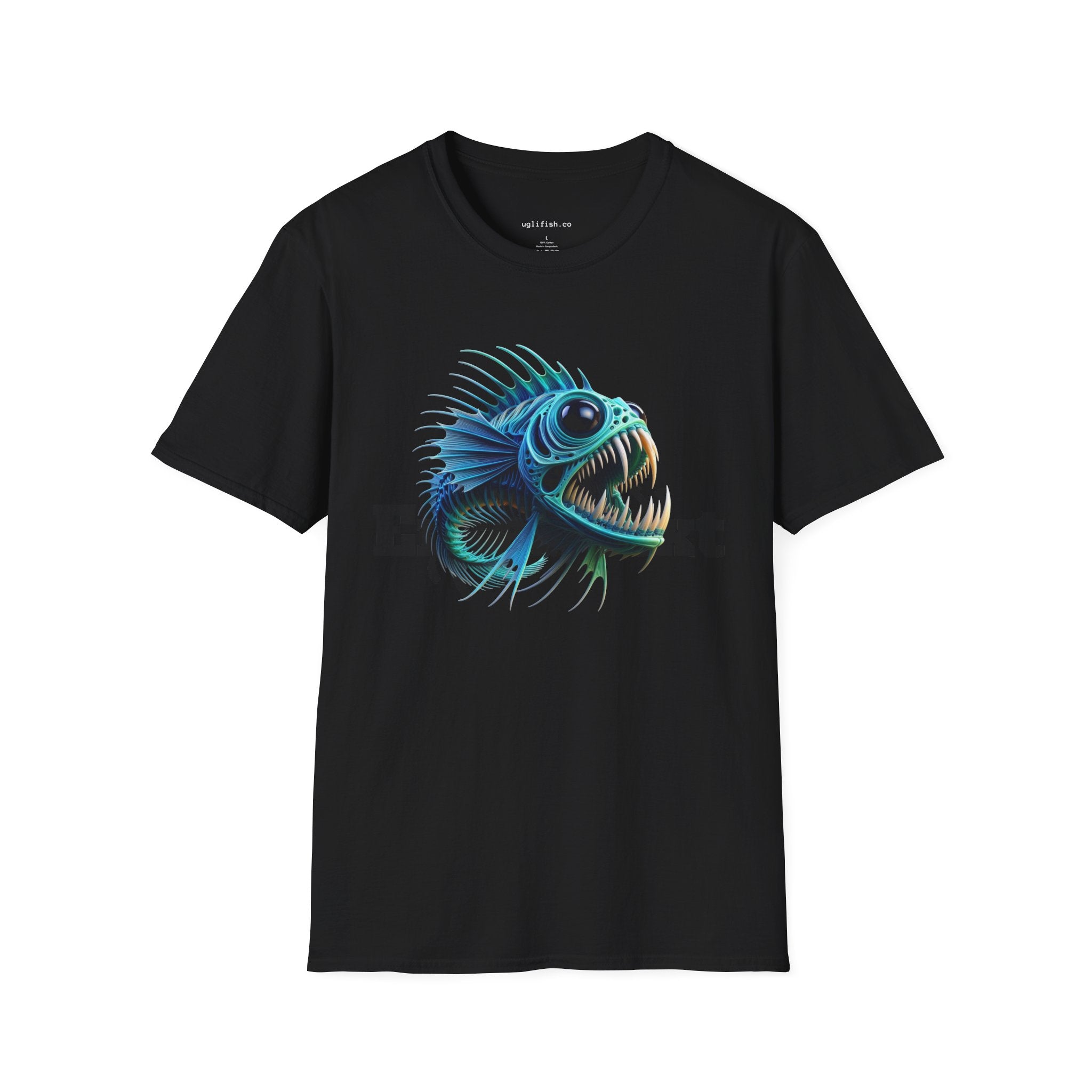 Angry Deep Sea Blue Fish T-Shirt — Glowing Blue Angler Graphic with "uglfish.co"