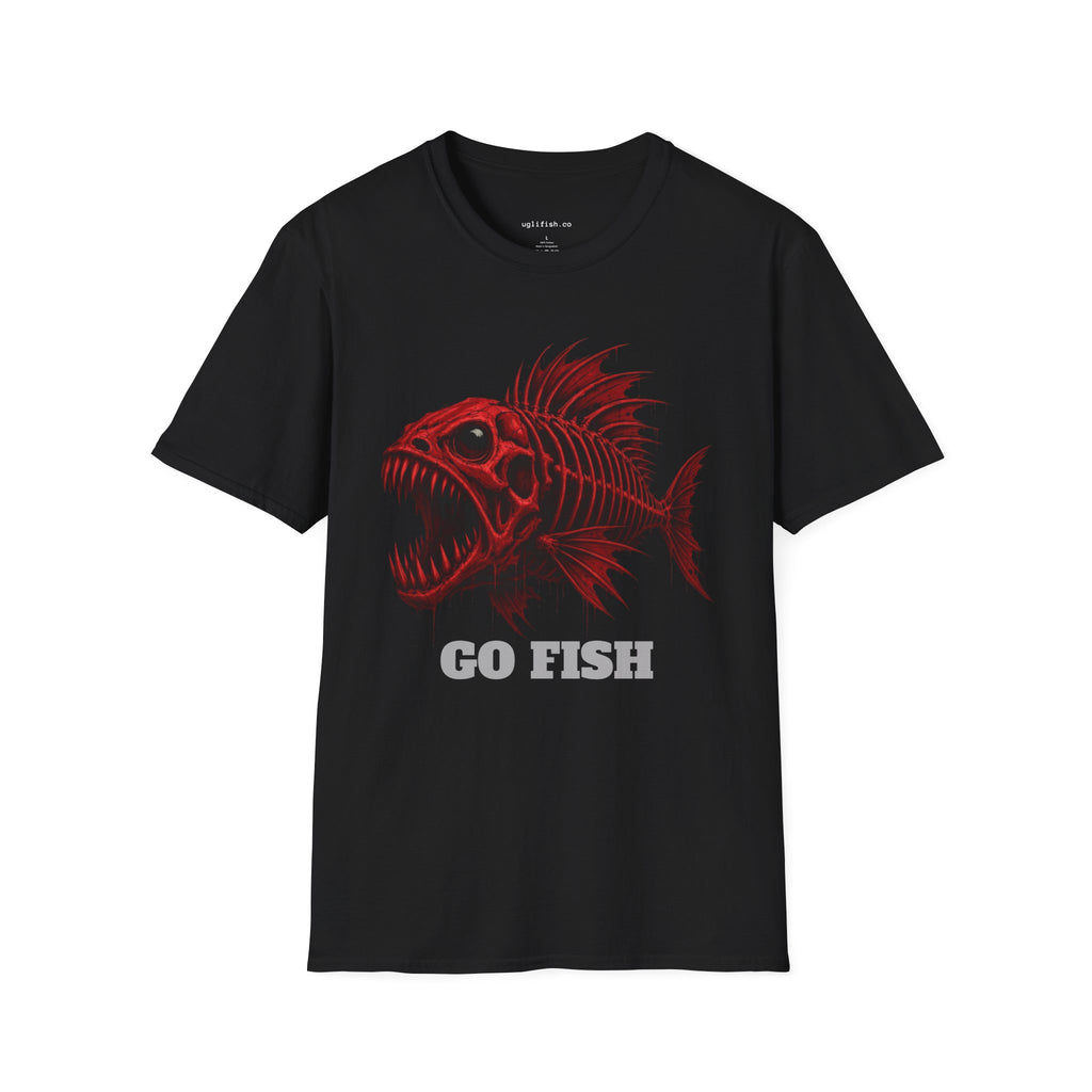 Go Fish Colossal Red Skeletal Fish T-shirt Graphic Tee