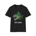 'Go Fish' Green Piranha Graphic T-Shirt, Angler Gift, Fish Lovers, Edgy Streetwear