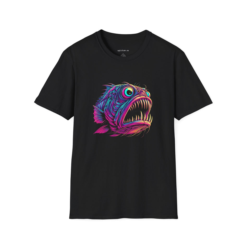uglifish Neon 02 Deep Sea Menancing Fish Graphic Tee - Light Up Your Style with Unique Designs | Casual Wear, Gift for Fish Lovers, Graphic Shirt, Cool T-Shirt, Fun Apparel