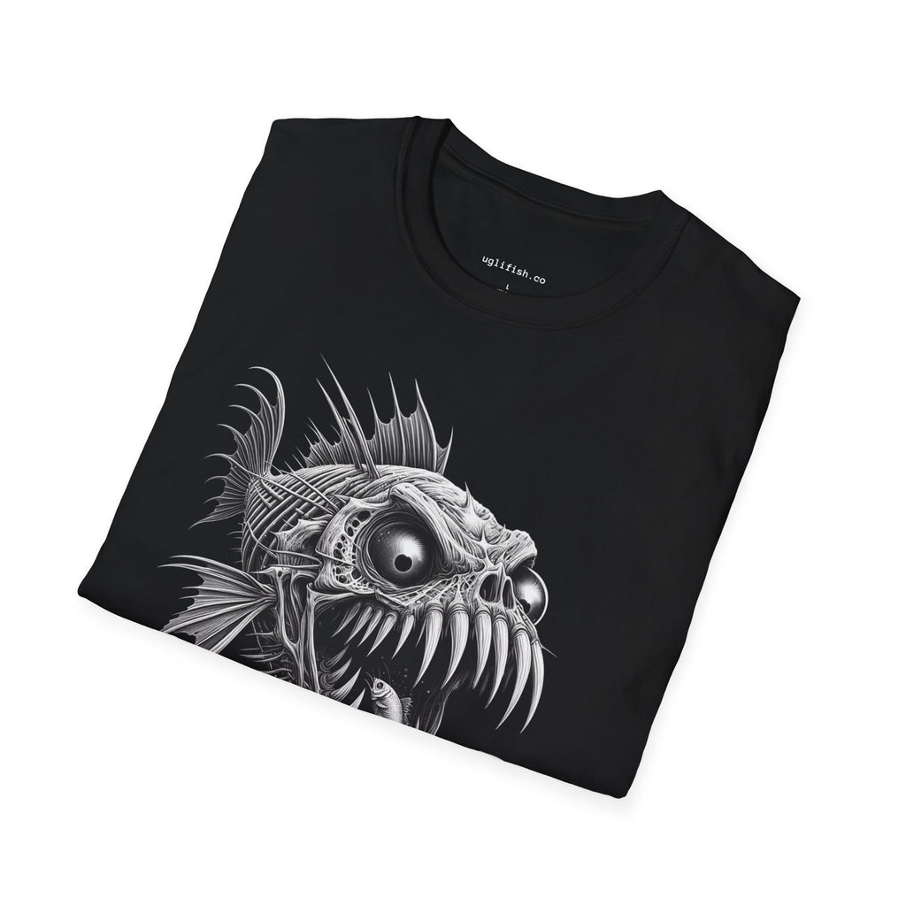 uglifish Monster Skeletal Fish Graphic Tee - Light Up Your Style with Unique Designs | Casual Wear, Gift for Fish Lovers, Graphic Shirt, Cool T-Shirt, Fun Apparel