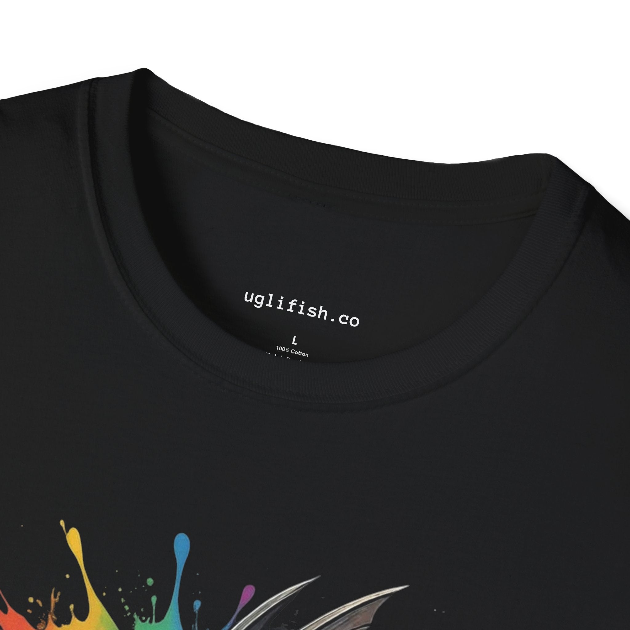 Skeleton Fish Color Splash T-Shirt — 'Go Fish' Graphic Tee for Anglers & Edgy Beach Style
