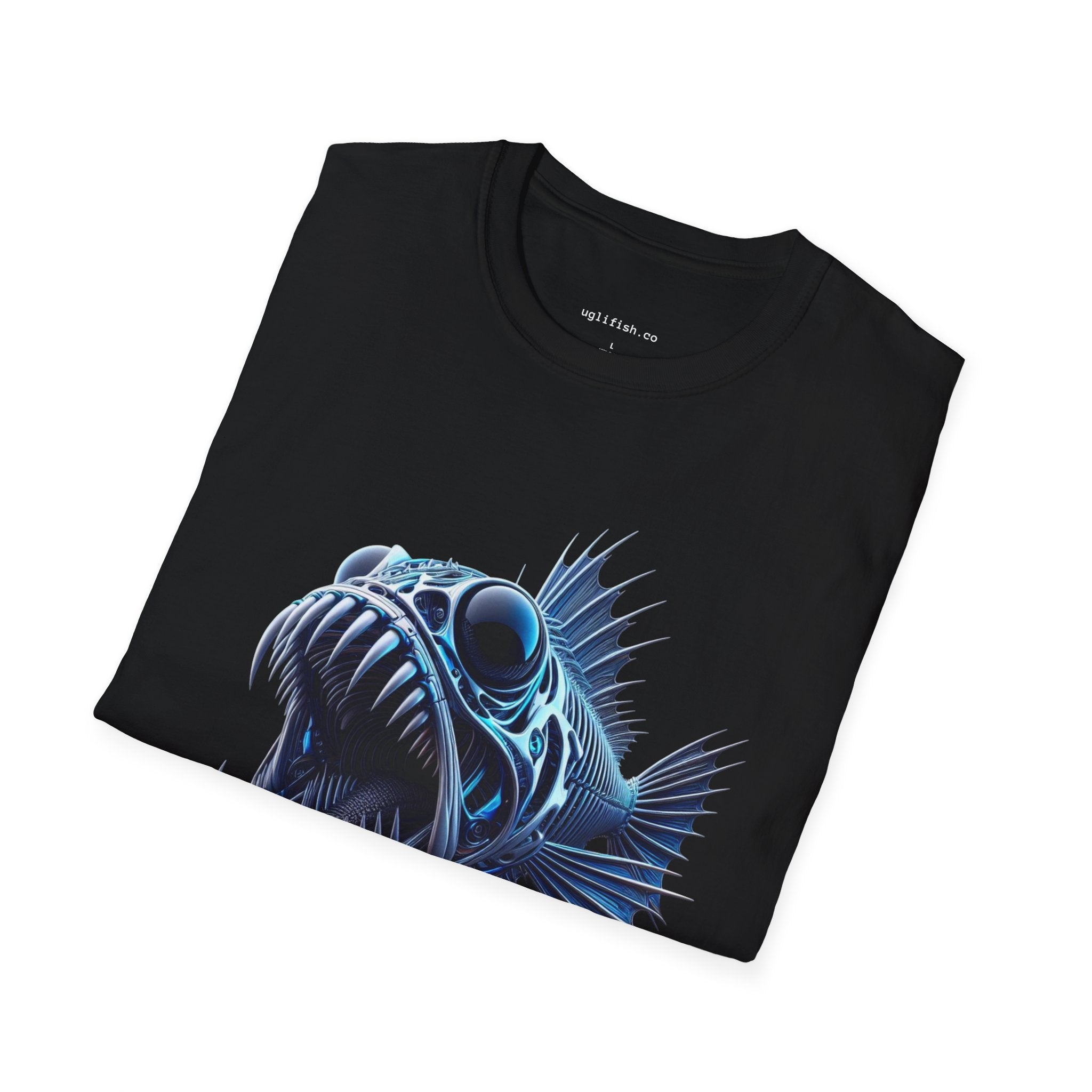 uglifish.co Chrome Fish Design Graphic Tee - Light Up Your Style with Unique Designs | Casual Wear, Gift for Fish Lovers, Graphic Shirt, Cool T-Shirt, Fun Apparel