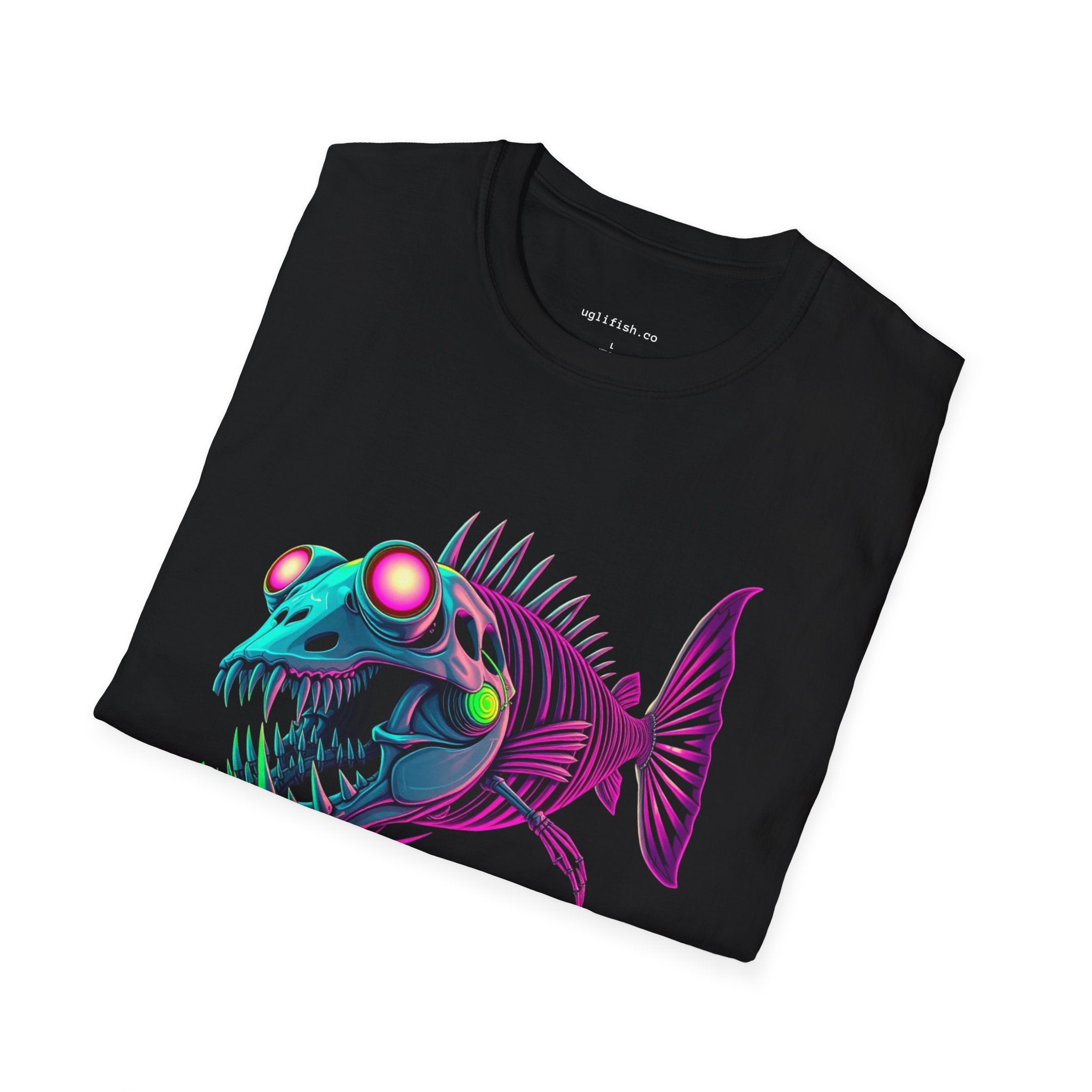 uglifish Neon 06 Graphic Deep Sea Skeleton FishTee - Light Up Your Style with Unique Designs | Casual Wear, Gift for Fish Lovers, Graphic Shirt, Cool T-Shirt, Fun Apparel