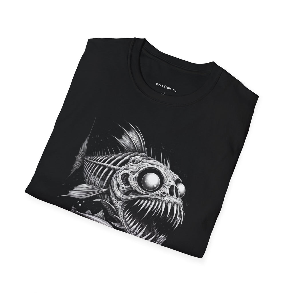Skeleton Fish Graphic Tee — 'uglifish.co' Dark Horror Fish T-Shirt