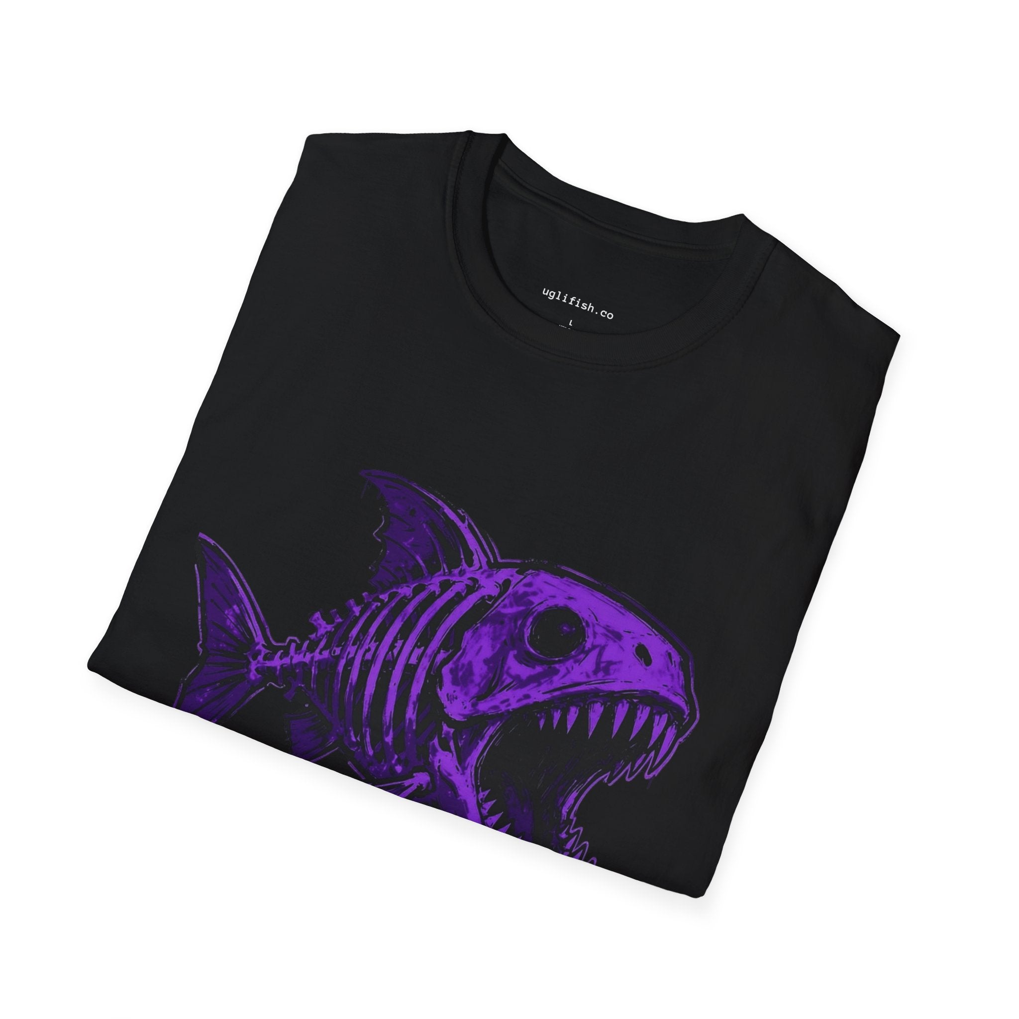 Go Fish T-Shirt — Purple Skeletal Fish Graphic Tee
