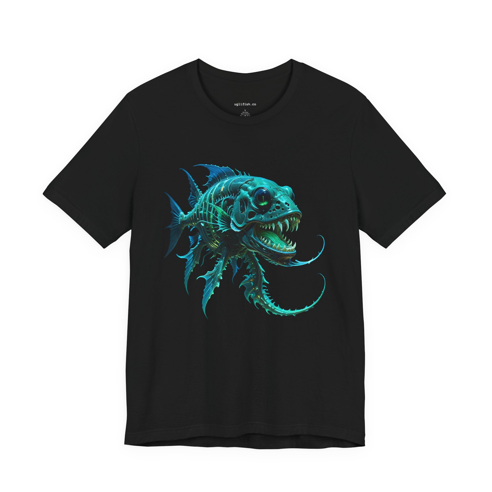 Green Glowing Angler Fish Graphic Tee — Neon Deep Sea Monster T-Shirt