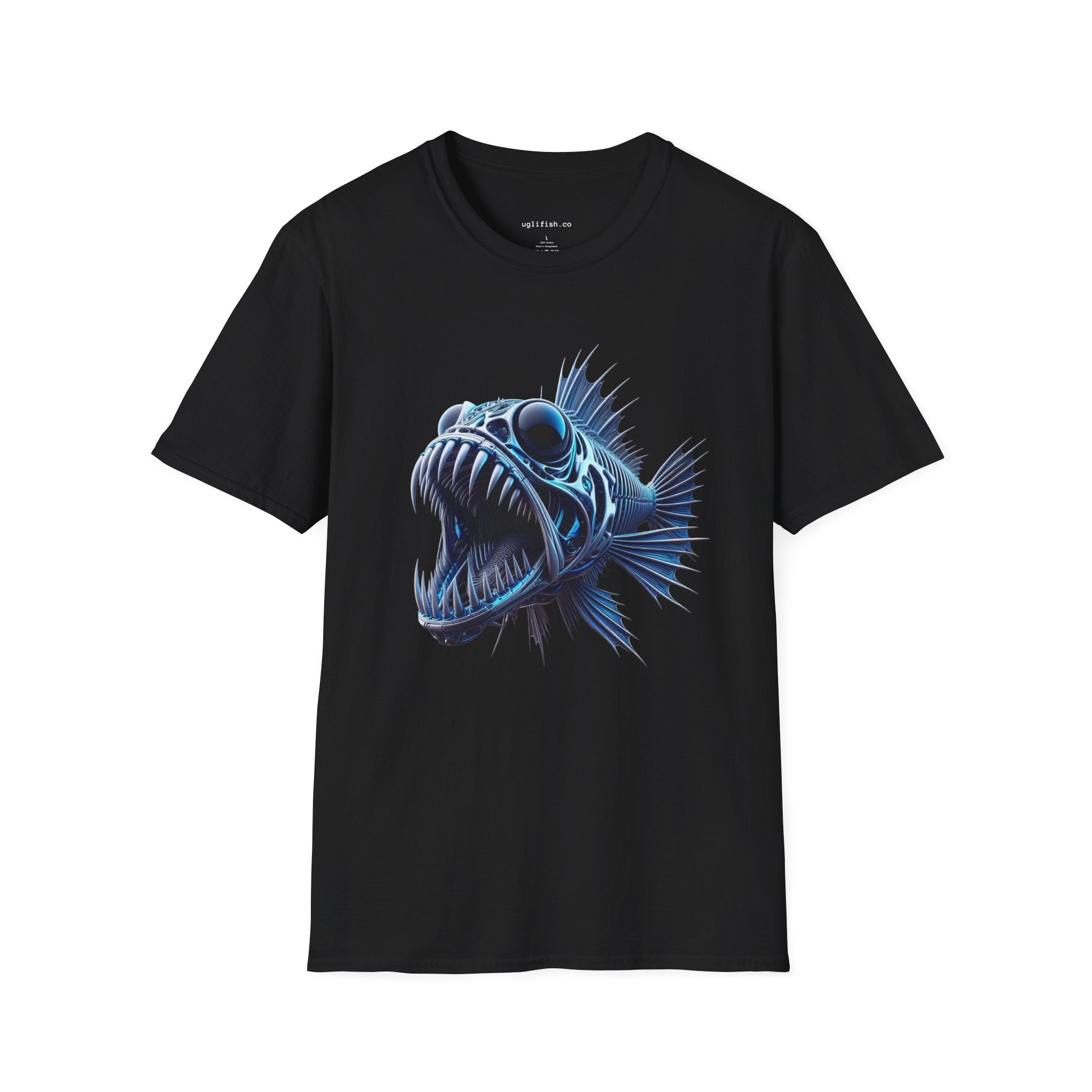 uglifish.co Chrome Fish Design Graphic Tee - Light Up Your Style with Unique Designs | Casual Wear, Gift for Fish Lovers, Graphic Shirt, Cool T-Shirt, Fun Apparel