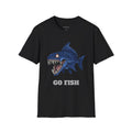 'Go Fish' Blue Piranha Graphic T-Shirt, Angler Gift, Fish Lovers, Edgy Streetwear