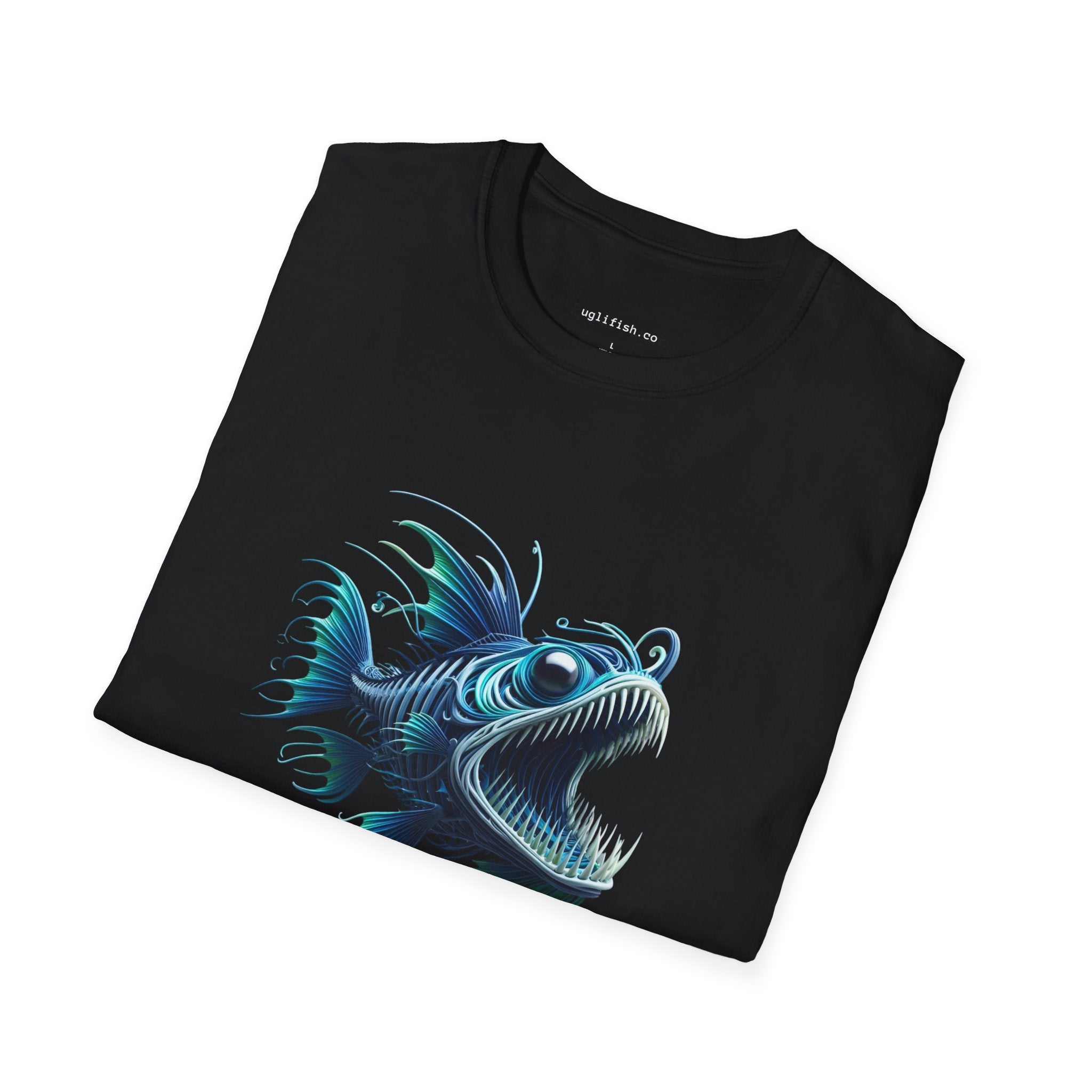 Blue Deep Sea Fish Graphic T-Shirt — 'uglifish.co' Deep Sea Illustration