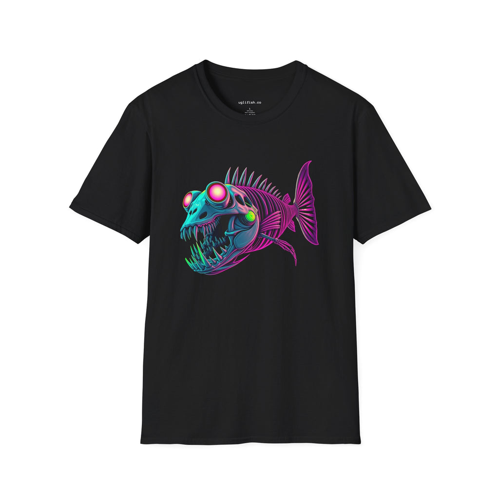 uglifish Neon 06 Graphic Deep Sea Skeleton FishTee - Light Up Your Style with Unique Designs | Casual Wear, Gift for Fish Lovers, Graphic Shirt, Cool T-Shirt, Fun Apparel