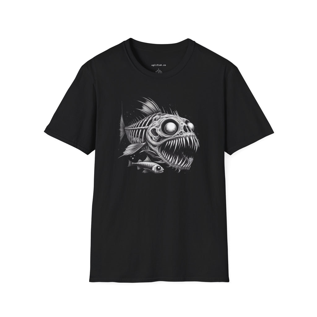 Skeleton Fish Graphic Tee — 'uglifish.co' Dark Horror Fish T-Shirt