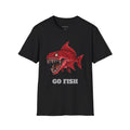 'Go Fish' Red Piranha Graphic T-Shirt, Angler Gift, Fish Lovers, Edgy Streetwear