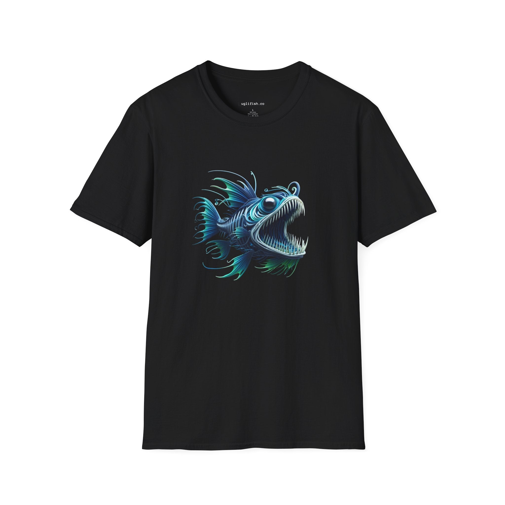Blue Deep Sea Fish Graphic T-Shirt — 'uglifish.co' Deep Sea Illustration