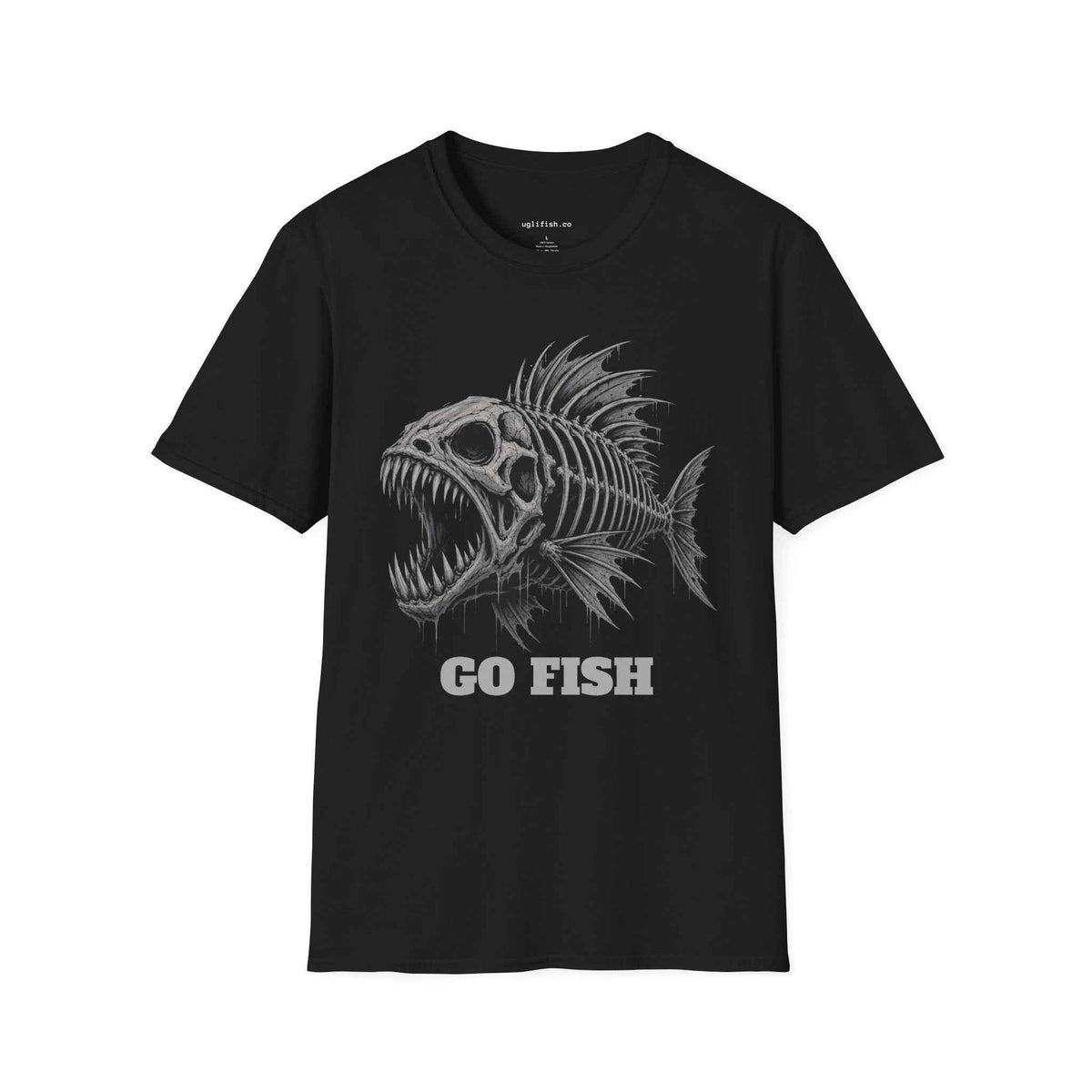 Fish Skeleton T-Shirt — 'Go Fish' Graphic Tee for Anglers & Edgy Beach Style