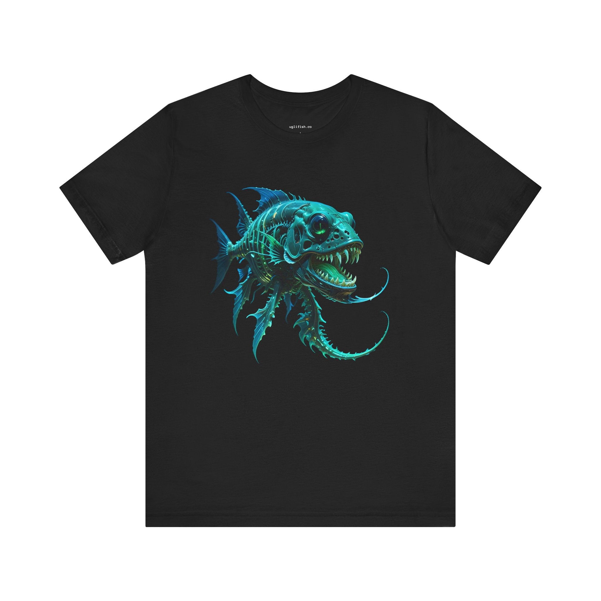 Green Glowing Angler Fish Graphic Tee — Neon Deep Sea Monster T-Shirt