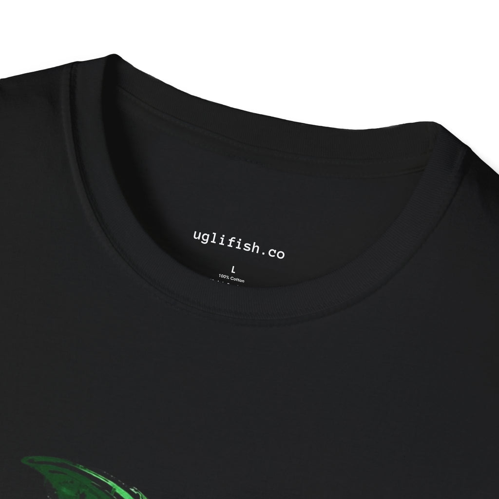 Go Fish T-Shirt — Green Skeletal Fish Graphic Tee