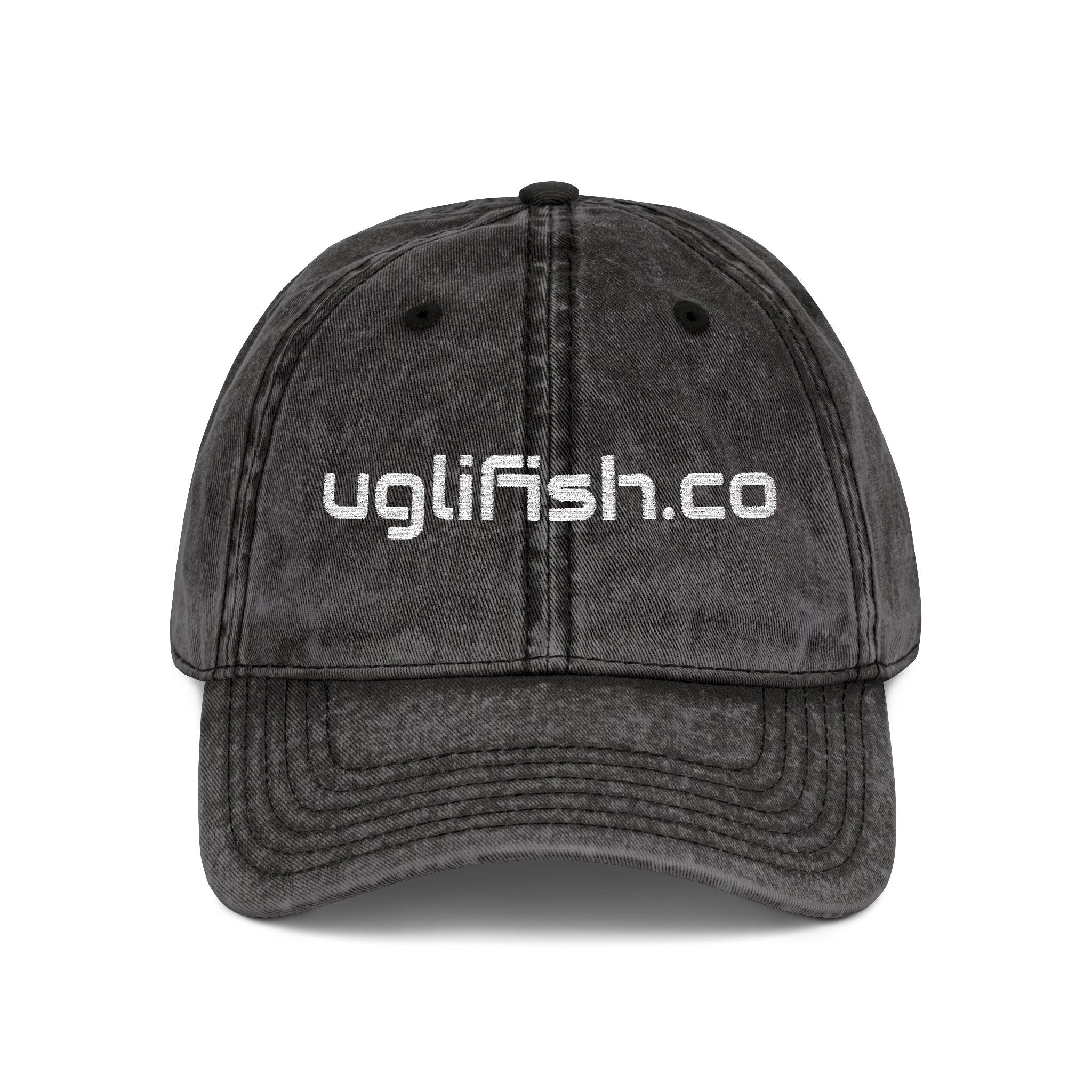 Vintage Embroidered Cap — 'uglifish.co' Washed Cotton Dad Hat