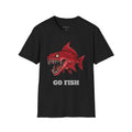 'Go Fish' Green Piranha Graphic T-Shirt, Angler Gift, Fish Lovers, Edgy Streetwear